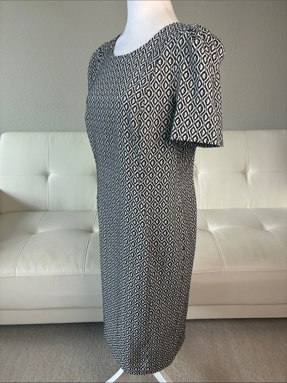 Calvin Klein Black & White Geometric Midi Dress